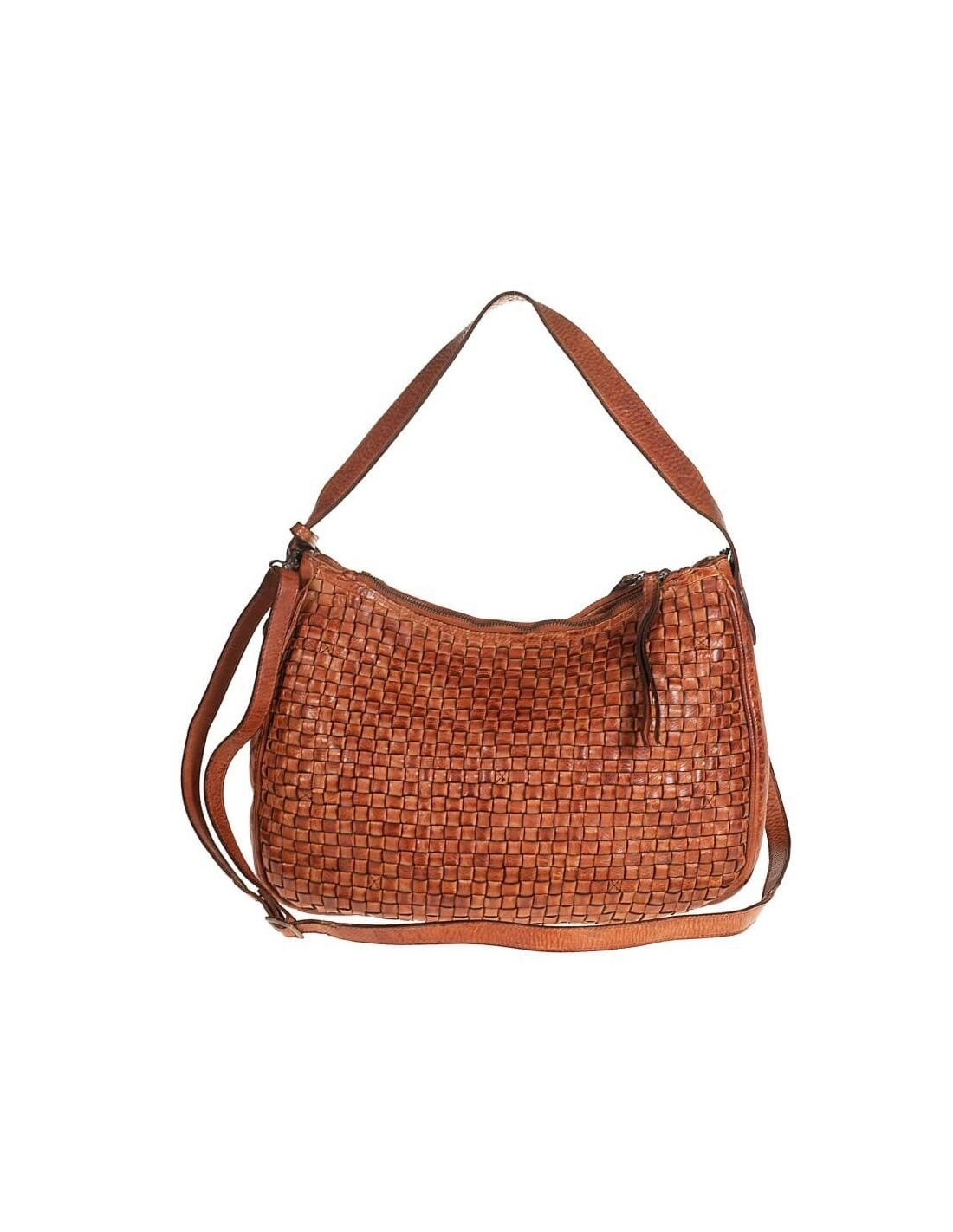 Woven leather bag. Luxury bag handmade in Italy - Nude