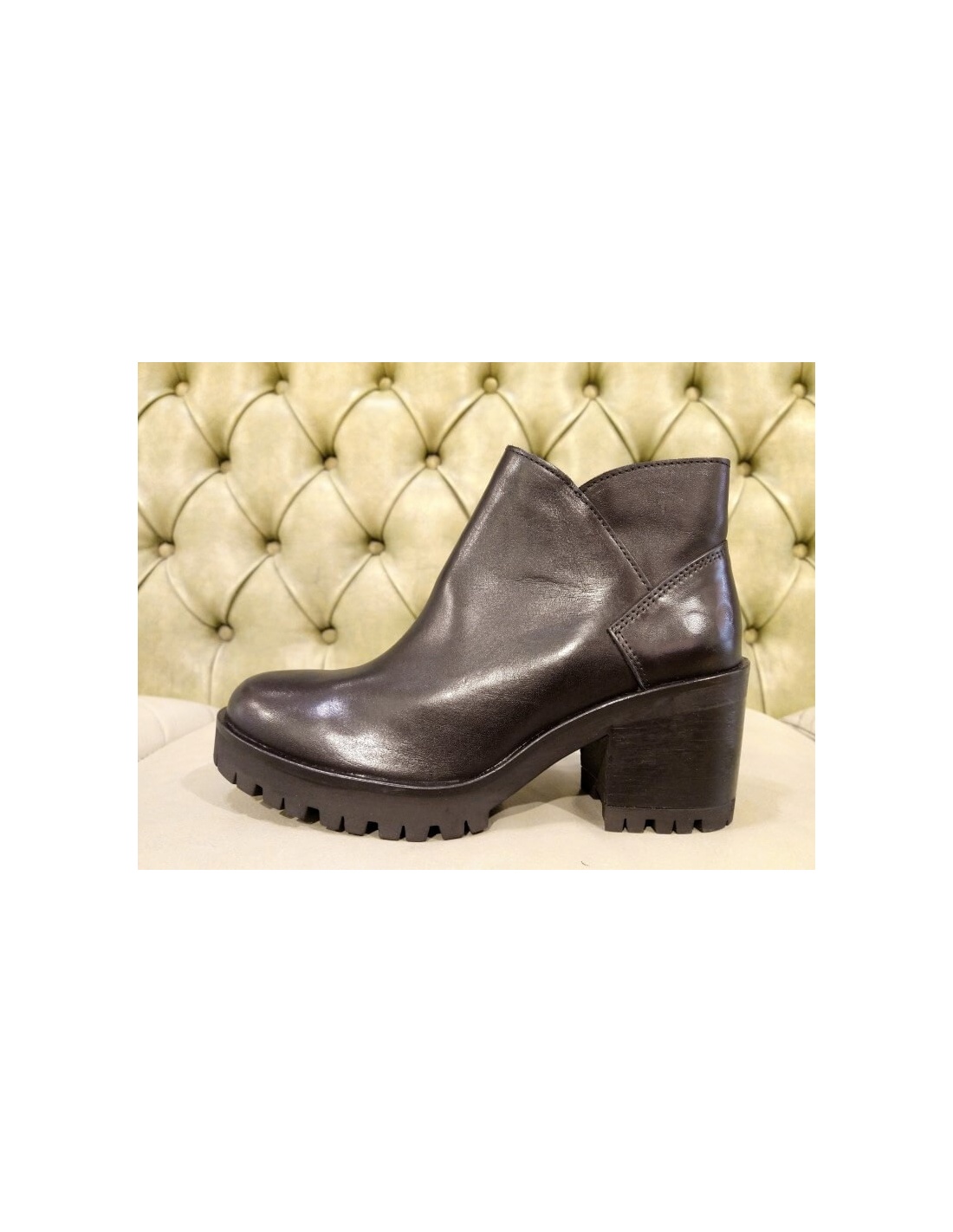 Chunky Ankle Boots Black Leather Shop Online