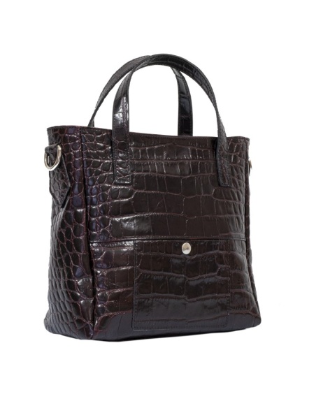 Leather Handbag, Crocodile Embossed