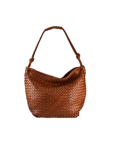 Woven leather tote bag, vintage style