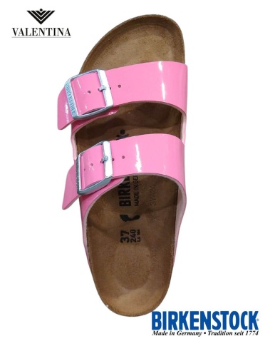 Sandali Birkenstock Doppia Fascia Colore 2024 Rosa Confetto Lucido