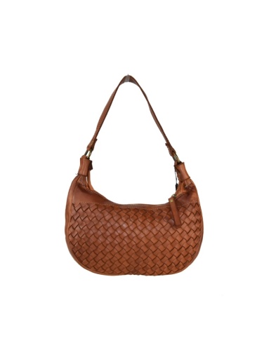 Italian leather shoulder bag, woven