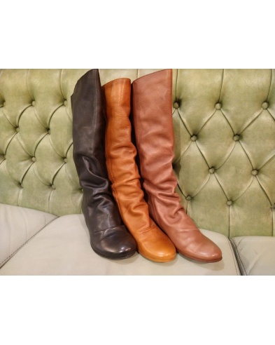 Leather slouch boots