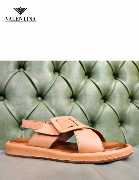 Criss Cross Leather Sandals with Strap | Valentina Shoe Store