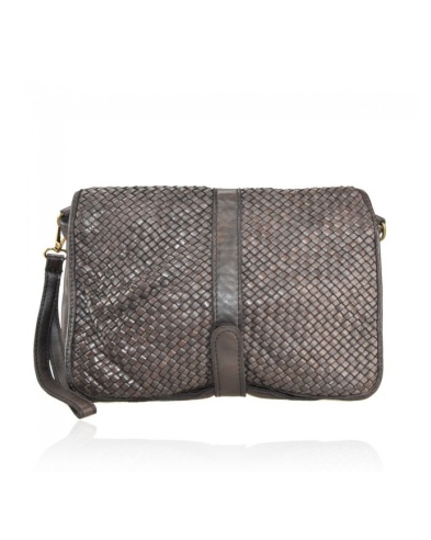 Woven leather wristlet bag for women