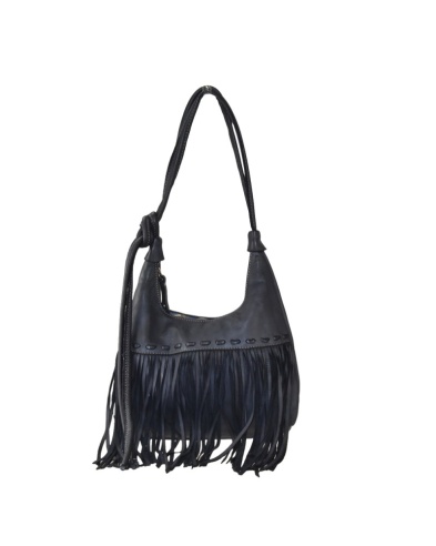 Leather bag with fringe. Made in Italy