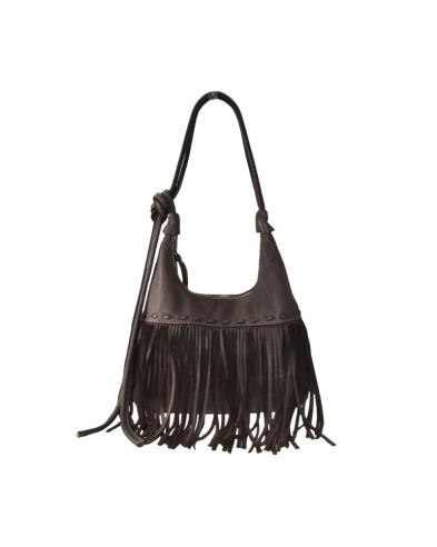 Leather bag with fringe. Made in Italy