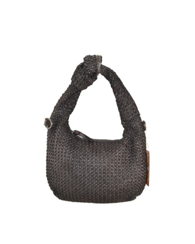 Woven leather bag with knot, made in Italy