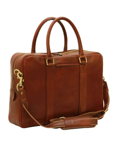 Real leather briefcase laptop bag, made in Italy