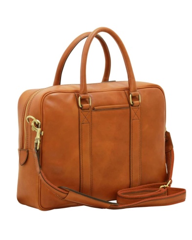 Real leather briefcase laptop bag, made in Italy