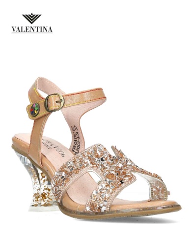 Gold high heel sandals