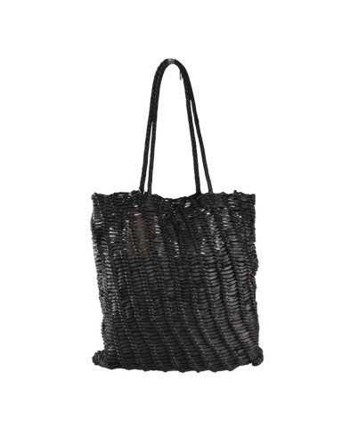 Shopping bag in pelle intrecciata, made in Italy